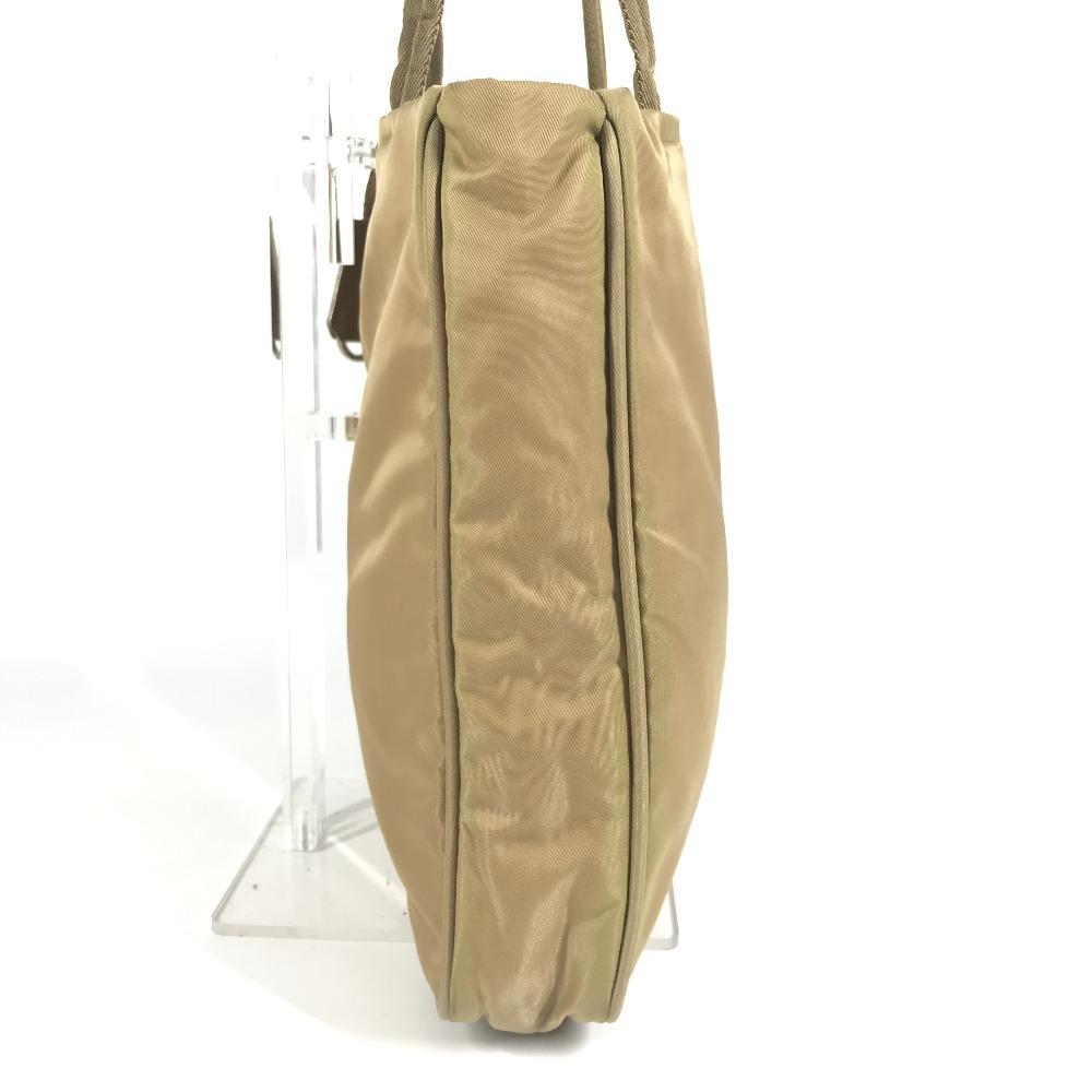 PRADA B9223 triangle logo Vertical Tote Bag Shoulder Bag Nylon Beige