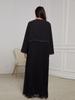 2024 Elegant Handmade Beaded Middle Eastern Muslim Pleated Cardigan Dress