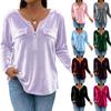 Women's Vintage V-Neck Zipper Front Long Sleeve Pullover Color