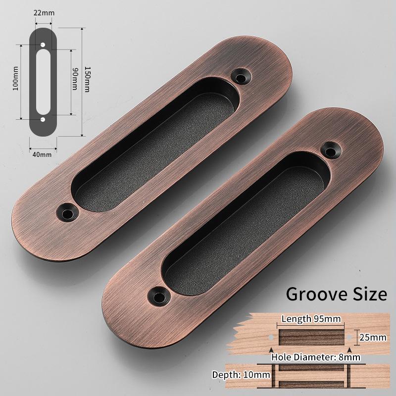 

KAK 2PCS Hidden Door Handles Zinc Alloy Recessed Pull Sliding Door Handles Bedroom Door Cabinet Handle Furniture Handle Hardware
