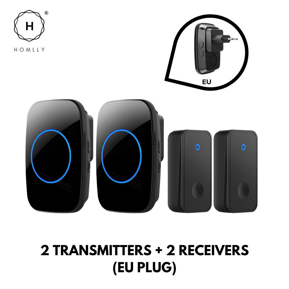 HOMLLY Self-Powered Wireless Waterproof Electric Door Bells with 60 Chimes & 5-Level Volume LED Flash