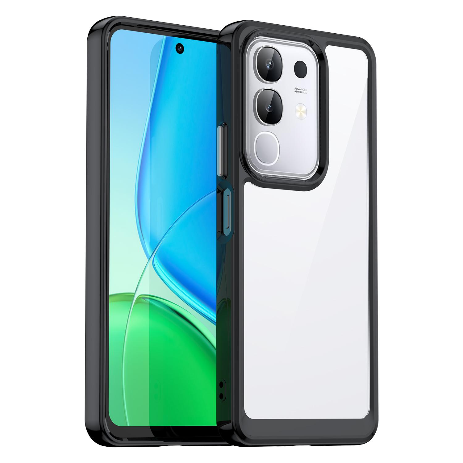 

For vivo Y300t 5G/T4x 5G/Y29 4G Case TPU+Acrylic Protective Clear Phone Cover Black
