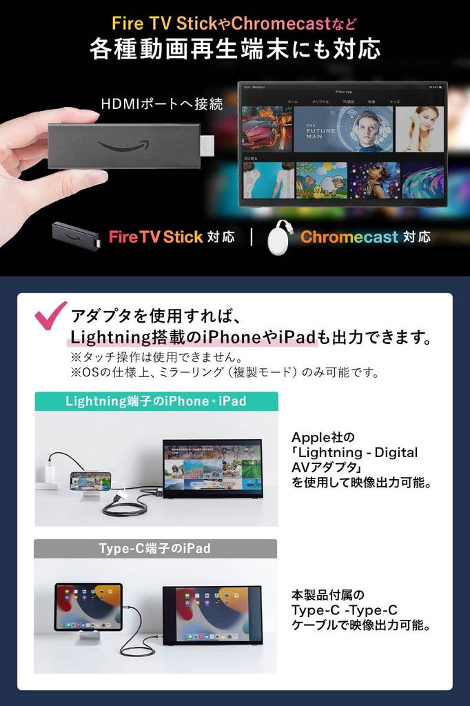 Sanwa Direct Mobile Monitor Inch Touch Panel Compatible with Mac OS HDMI Connection Full HD with Stand 15.6 Type-C 400-LCD006