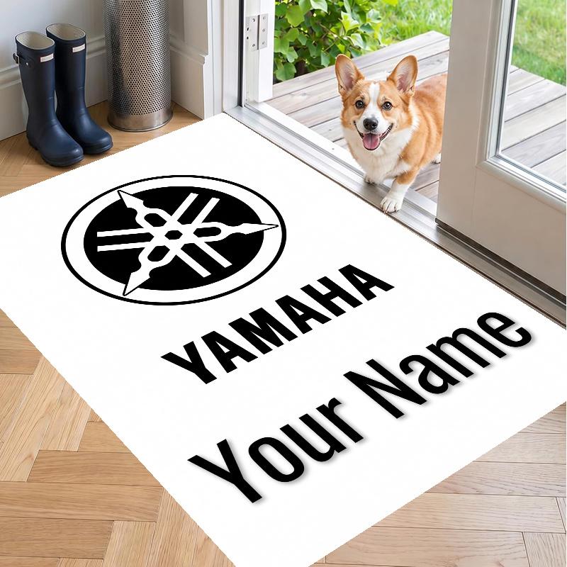 Custom Name Yamaha Racing Crystal Velvet Floor Rug Personalized Text Soft Carpet Home Decor