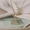 Mafisar Non-Fading Gold Color 316L Stainless Steel Party Jewelry Shiny AAA CZ Zircon Heart Pendants Necklaces For Women