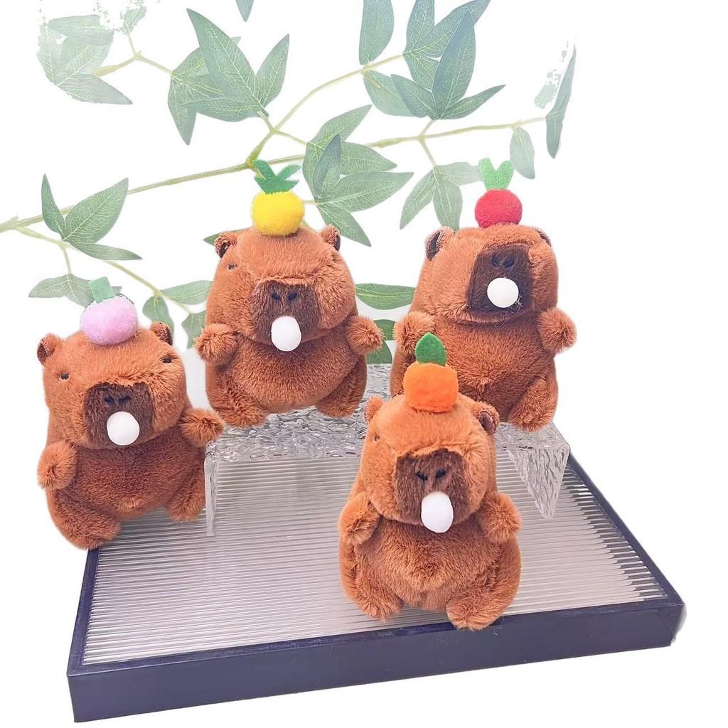 Blow Bubble Capybara Keychain Top Persimmon Kids Backpack Hanging Doll Plush