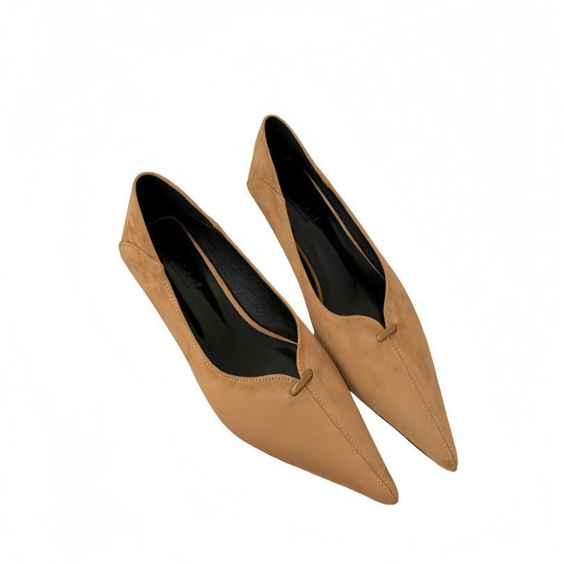 Pointed Head Shallow Mouth Cat Heel Single Shoes Female 2025 Spring and Autumn Style Temperament Suede French Gentle Evening Breeze Fairy High Heels
