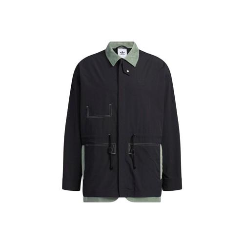 adidas Originals Logo Embroidered Single-Breasted Collared Jacket for Men, Black M чёрный
