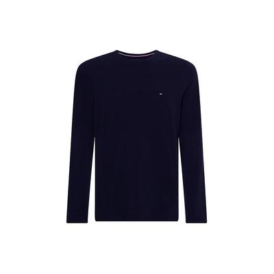 Solid Color Crew Neck Pullover Long Sleeve T-Shirt Men Tops Navy-Blue 78J6911-410