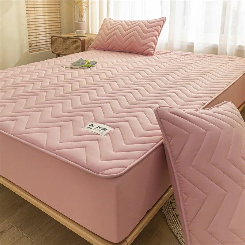 Thicken Mattress Cover Cotton Quilted Bed Cover Anti-bacterial Mattress Protector Topper Pad Soft Fitted Sheets Thick Bed Linens