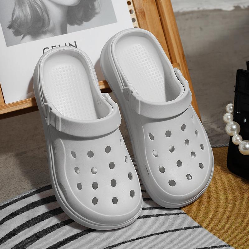 Hollow Out Closed Toe Summer Sandals Women  Thick Bottom Platform Sandals Woman Solid Color Non-slip Soft Sole Beach Shoes