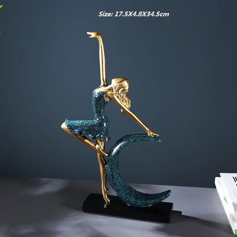 Moon Girl Figure Ballet Dancer Statue Living Room TV Cabinet Decoration Ornaments Birthday Gifts Artware Home Decor Figurines