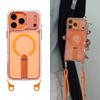 Applicable To Iphone17promax Magnetic Mobile Phone Case Apple 16 Lanyard Anti-drop Rotating Bracket Simple Protective Cover