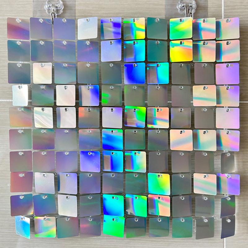 Polychromeshimmer Wall Backdrop 3D Sequin Panel Backdrop Art Wall Backgroud Cloth Wedding Birthday Party Backdrop Decor