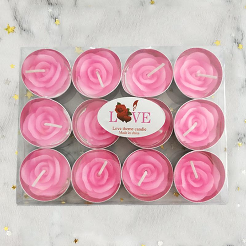 Wedding No Shape Candles Birthday Valentine's Day Confession Romantic Tea Wax 12 Pieces of Box