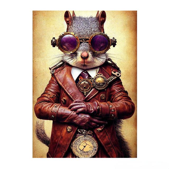 Steampunk Cat Wolf Astronaut Rabbit Poster Art Canvas Painting Retro Funny Animal Tiger Gorilla Poster Living Room Home Decor