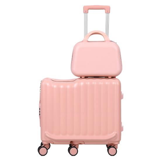Troler Mic pentru Copii 20 Inch Bagaj pe care se poate sta cu Troler de Mână, 6 Roți Spinner & Mâner Telescopic Antiderapant Mâner Retractabil, Carcasă Dură