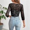 2025 Autumn New Cardigan Placket Spliced Fashionable Lace Short Jacket Top