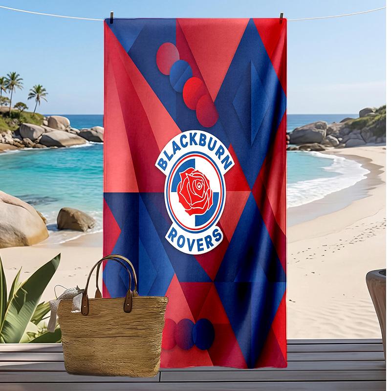 Telo Mare con Stampa Calcio Blackburn Rovers, Telo Grande Morbido Asciugatura Rapida per Spiaggia Campeggio Nuoto