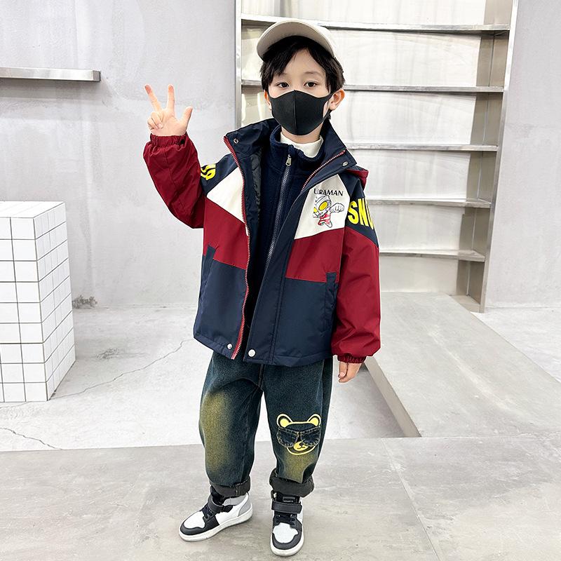 

Ultraman Boys 2025 Winter Cotton-Padded Three-in-One Windbreaker Jacket 120cm красный