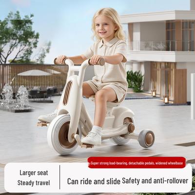 Children's 2-8 Years Tricycle with Lights, Music, Anti-Rollover Design, Pedals & Push Handle