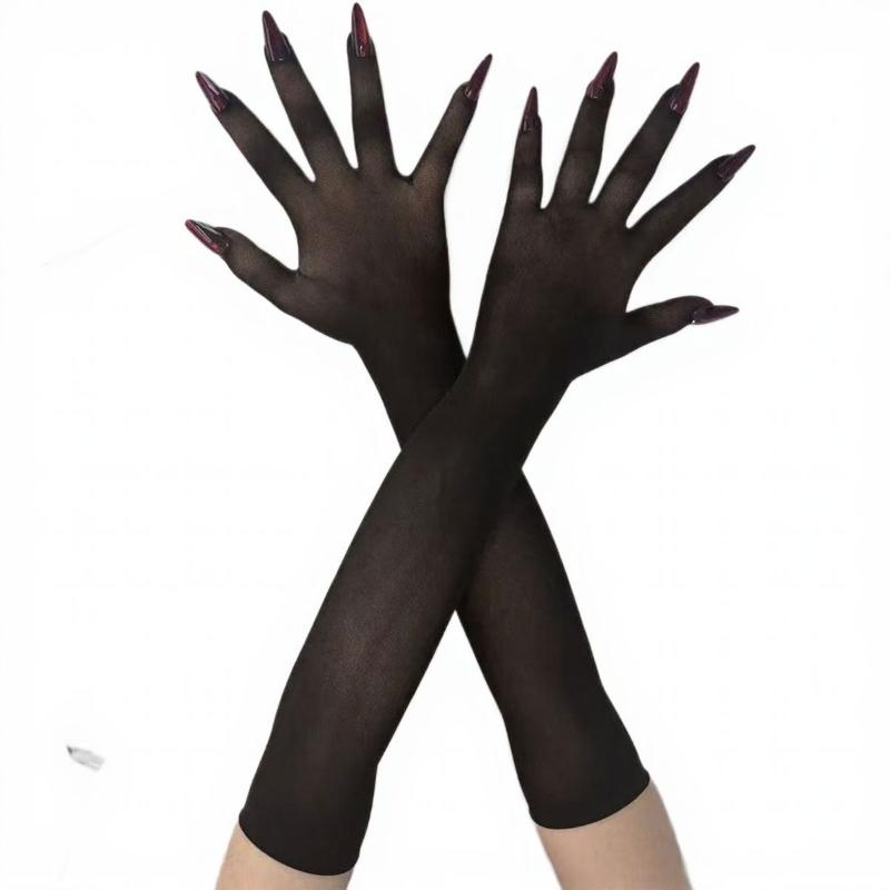 1 Paar Naadloze Mesh Nagelvingerhandschoenen Leuke Handschoenen Cosplay Halloween Nachtclub Dans Bruiloft Feest Accessoires Nagelhandschoenen