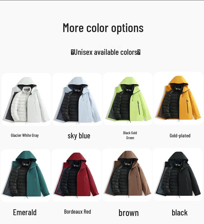 New Heat-Sealed Softshell Winter 3-in-1 Down Jacket