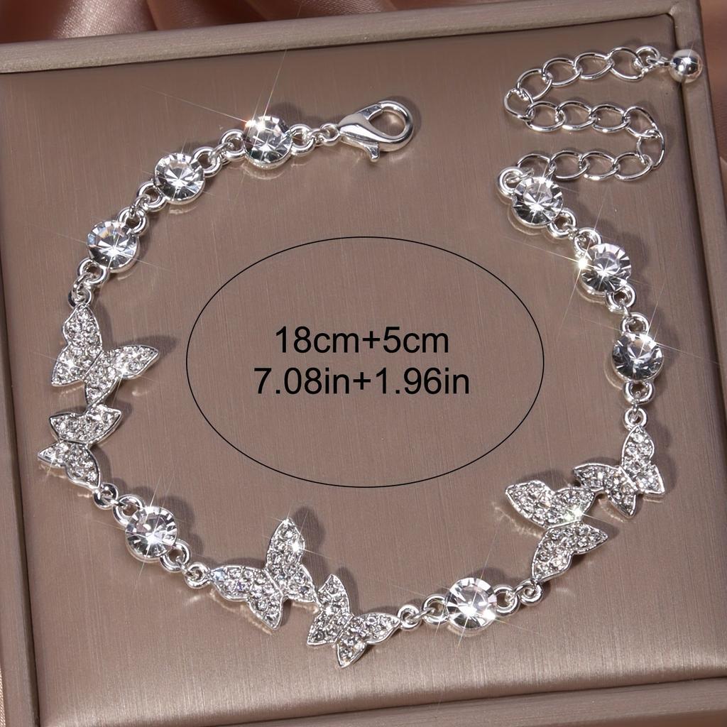 New Zircon Butterfly Bracelet for Women, Popular On Social Media, Korean Version, Simple and Stylish, Personalized, Adjustable Pull-string Bracelet