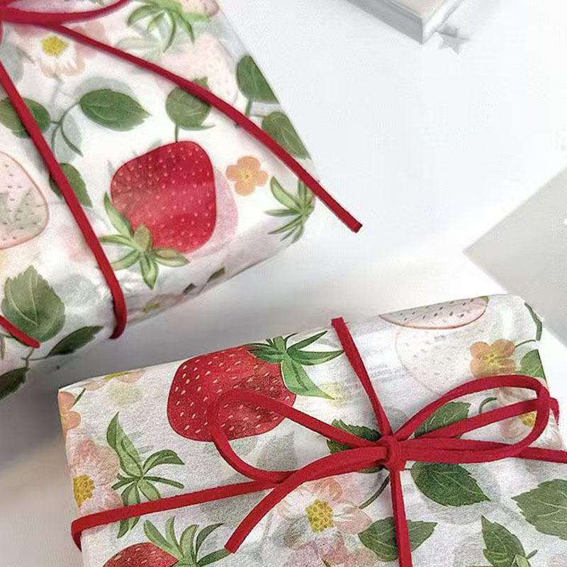 10 Sheets Cute Strawberry Snow Pear Paper Flower Bouquet Wrapped With Flower Lining Wedding Birthday Party Packing Decor Diy