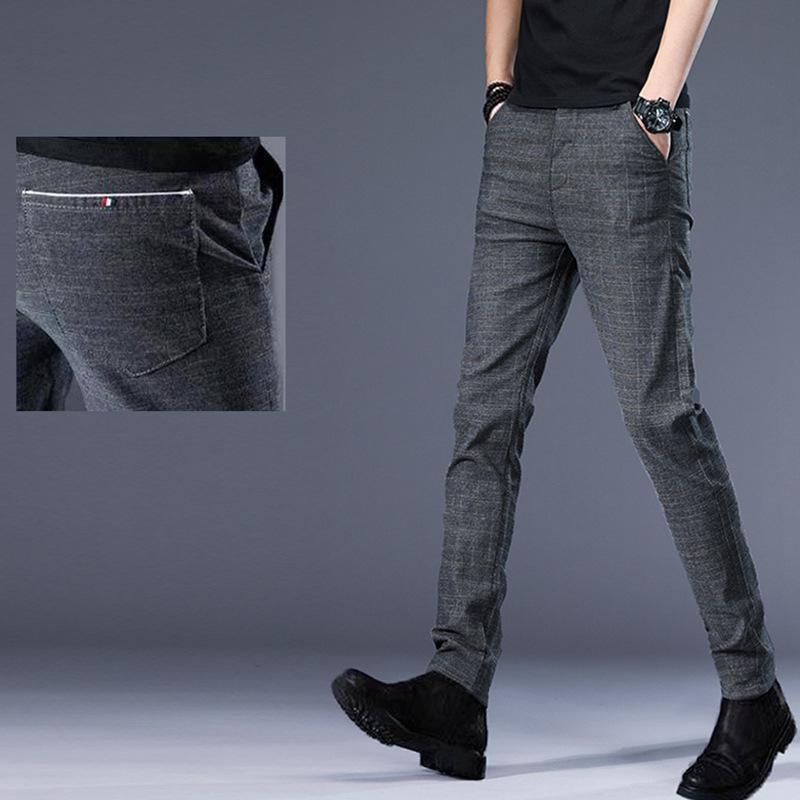 Nuevos pantalones casuales de otoño para hombre, versión coreana de la marea juvenil, pantalones pequeños rectos de algodón, pantalones ajustados para hombre