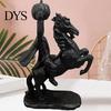 Unique Dark Atmosphere Ornaments Headless Horseman Holding Pumpkin Statue, Matte Black Halloween Resin Figurine, Spooky Table Centerpiece Gothic