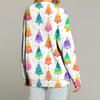 Women's Fashion Long Sleeve Print V-Neck Button Loose Cardigan Top