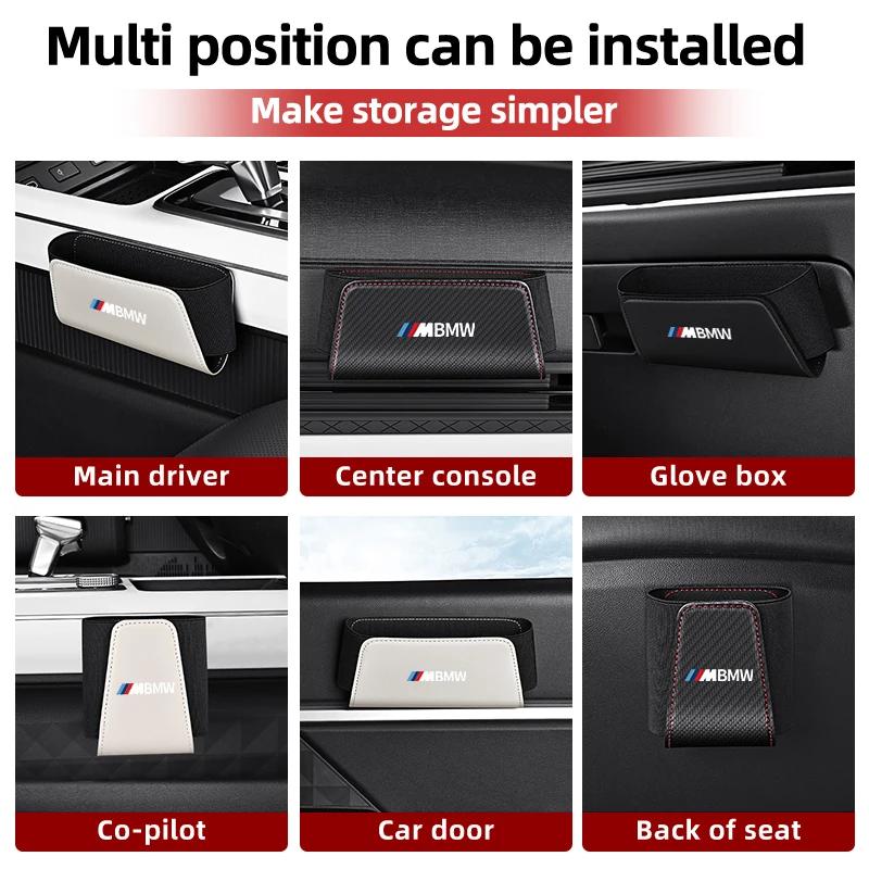 Car Sticker 2025 Hot Car Leather Storage Pocket Seat Back Door Center Console Organizer For BMW E90 E87 I01 E60 F25 F26 F44 F45