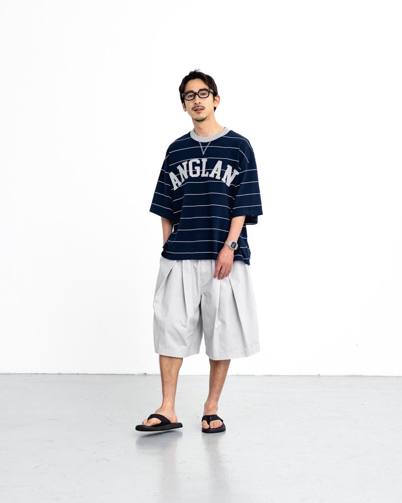 ANGLAN Cross Pleated Chino Half Pants - Light Gray