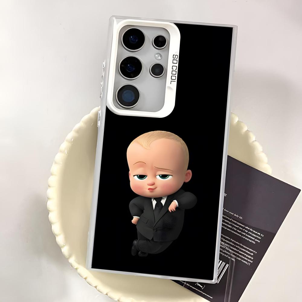 

my Boss is cute Baby Phone Case For Samsung S25-S20 plus ultra S23 s21 FE A15 A25 A35 A55 A14 A54 colored silver Cover Samsung A55