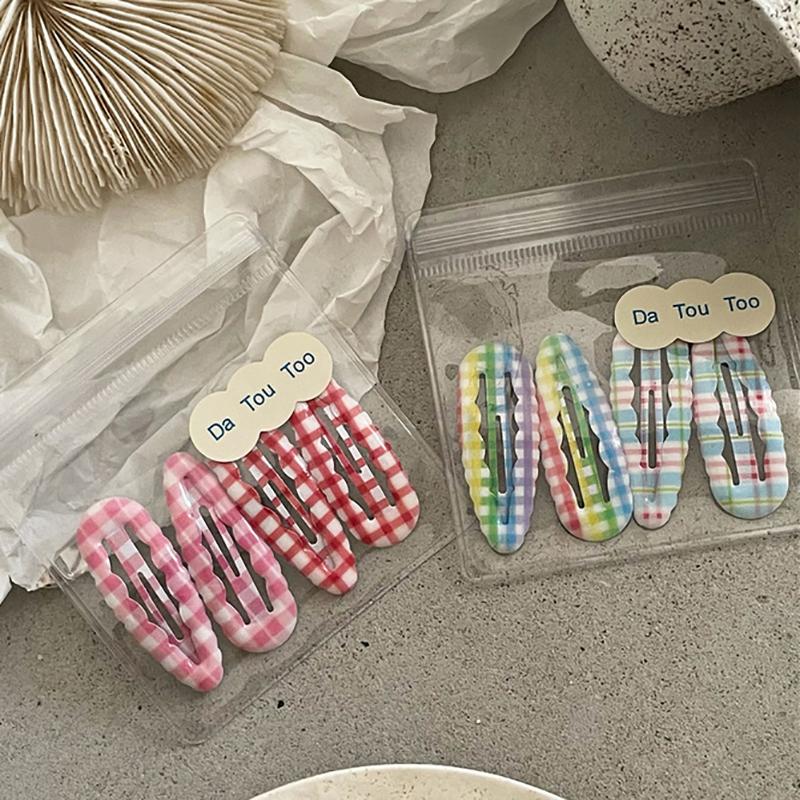 College Style Fashion Color Contrast Plaid Water Drop BB Clip Suit Cute Young Student Female Broken Hair Fringe Hairpin New