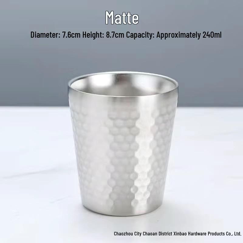Golden Diamond Honeycomb 304 Stainless Steel Double-Layer Cup - Hammered Design, Anti-Scald. Perfect for Juice, Beer, and Tea.