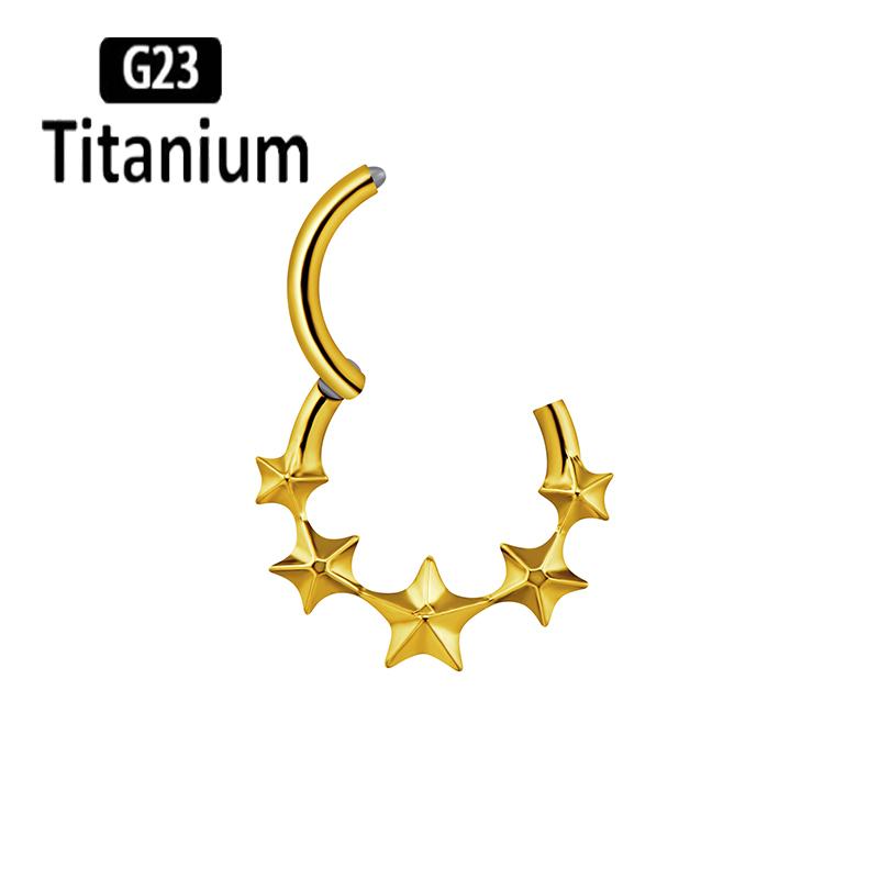 G23 Titanium Piercing Clicker Hight Segment Star Nose Rings Open Small Septum Hoops Earrings Helix Ear Piercing Body Jewelry 16G
