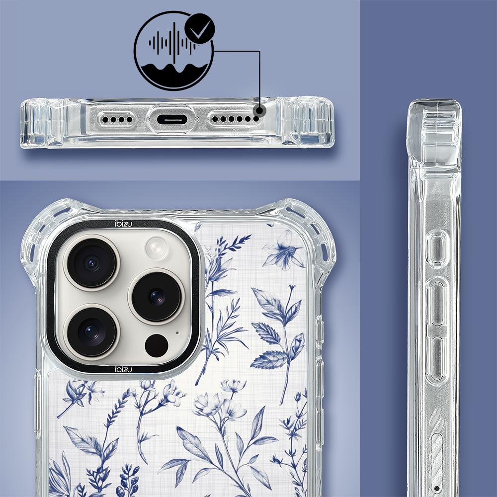 iPhone 16 Pro Max IBIZU DropGuard Ultra Case with MagSafe, Pastel Bloom, Azure Whispers