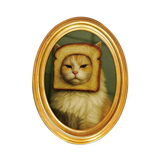 1/3/6Pcs Toast Avocado Cat Refrigerator Magnet with Oval Wooden Frame Kitten Fridge Magnet Home Kitchen Office Decoration Animal Lover Gift