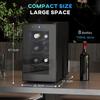 Mini Table Top Wine Fridge, 8 Bottle, 17L, 8-18 degrees C, 26.5cm Quiet Under Counter Wine Cooler Fridge with Glass Door, LED Light