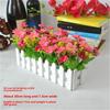 Artificial Flower Set: Wooden Fence & Small Potted Plants for Home Decoration
