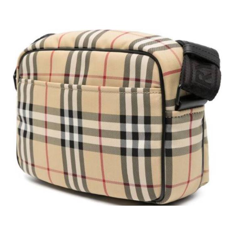 Burberry Adjustable Shoulder Strap Check Nylon Crossbody Bag Men Bags Beige 8084111