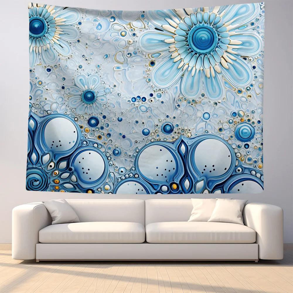 Blue Mandala Flower Pattern Hanging Cloth Home Wall Decoration Tapestry Bedroom Living Room Tapestry