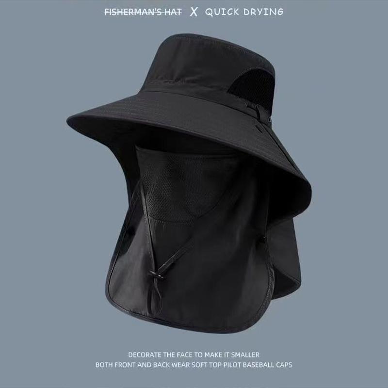 

Fishing Hat Mens Large Brimmed Sunscreen and Sunshade Hat Outdoor Mountain Climbing Leisure Face Covering Mosquito Hat