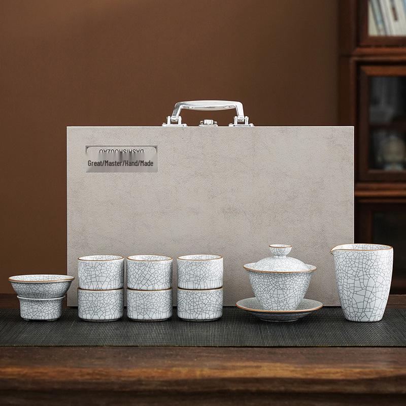 Luxury Ru Porcelain Tea Set - Elegant Kung Fu Cup & Teapot Set
