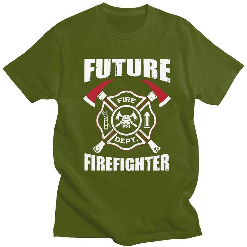 Custom Future Firefighter Tshirts for Men Short Sleeves Casual T Shirt Fire Rescue Fireman Tshirts Slim Fit Pure Cotton Tees