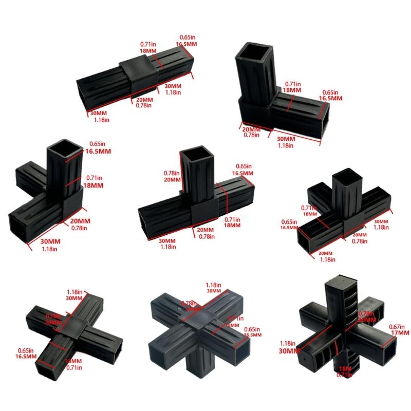 Multifunctionele 20x20mm Vierkante Buis Adapter Connector Accessoires Aluminiumlegering Elleboog Pijp Fitting Eenvoudig te Installeren