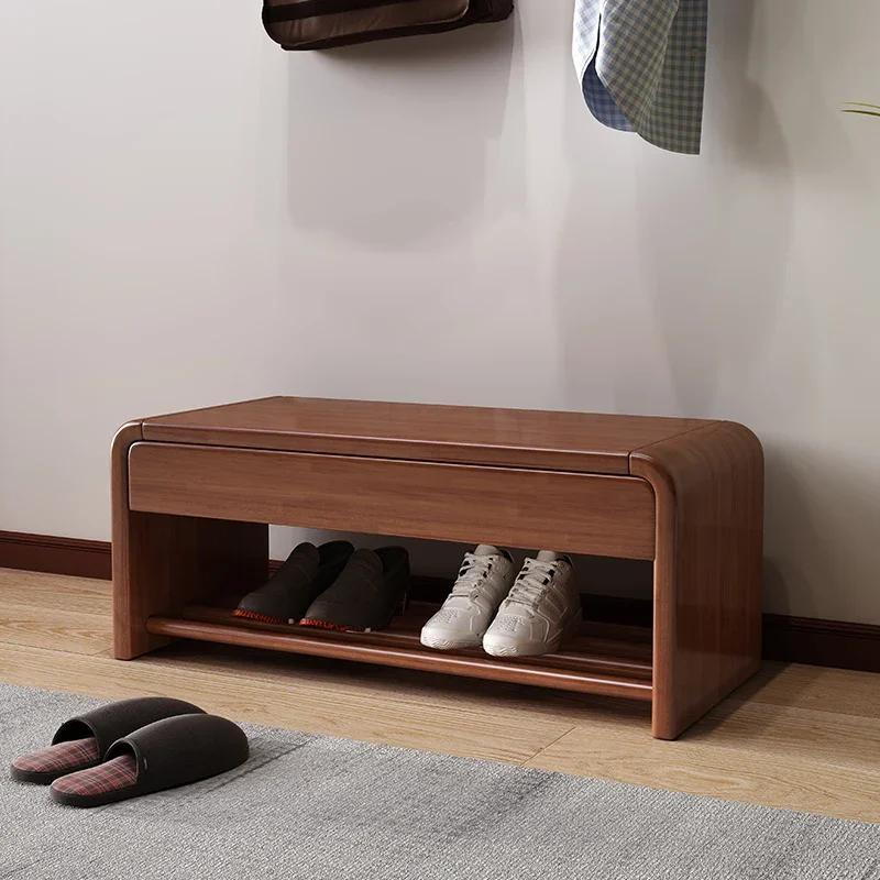 

Nordic Style Solid Wood Shoe Changing Stool 60cm Length Home Furniture Shoe Organizer Cabinet Zapatero for Entryway