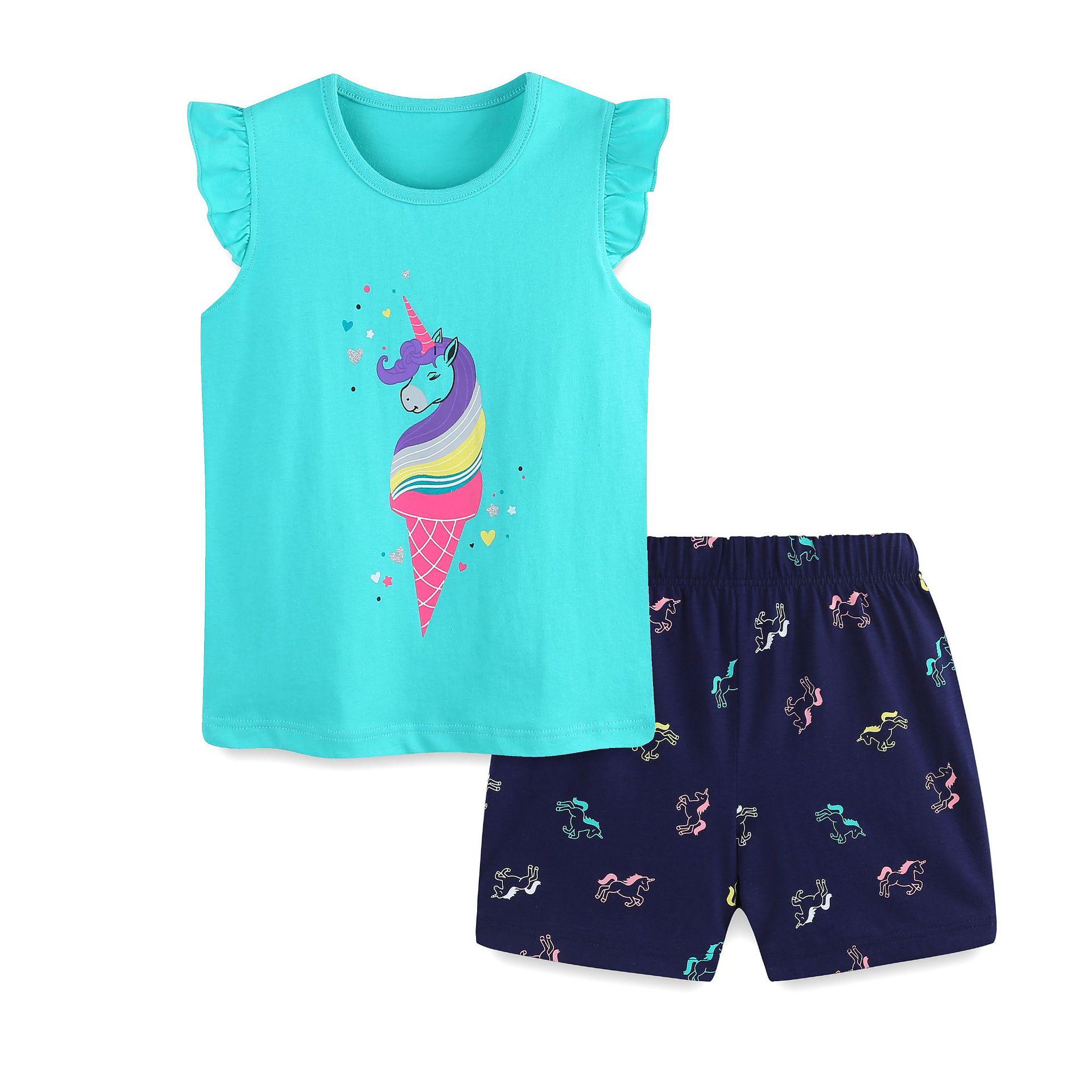 

Girls Summer Unicorn Print Cotton Two-Piece Set 6Y